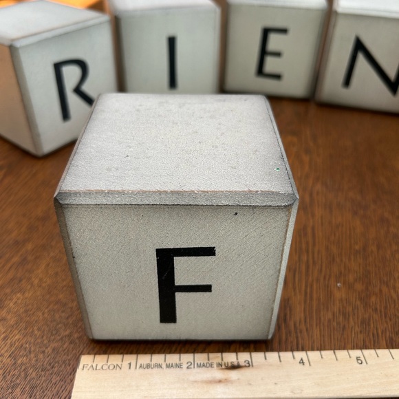 FRIENDS Block decor. 7 wooden blocks, each 3.5” square, nicely beveled edges. - Picture 2 of 2
